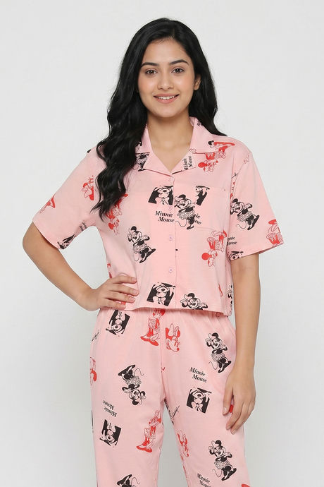 Zivame Mickey & Friends Knit Cotton Loungewear Set - Gossamer Pink — image 5